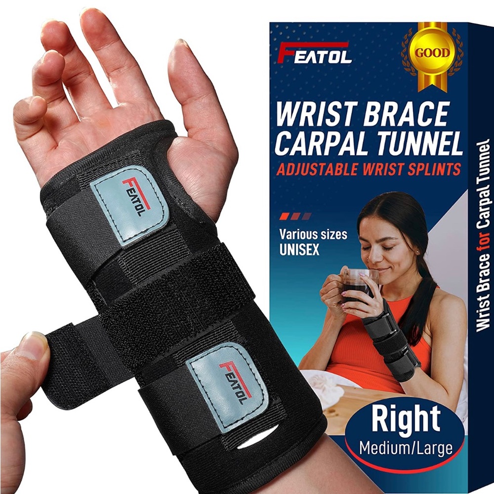 FEATOL Wrist Brace for Carpal Tunnel with Splints Left Hand, Small/Medium